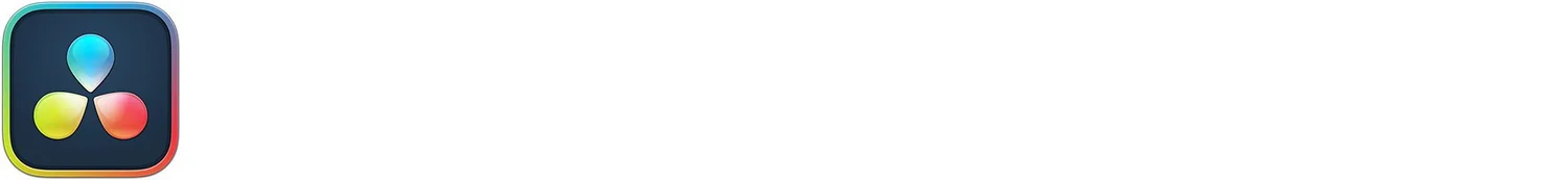 DaVinci Resolve logo with its blue, yellow and red three-drop icon.