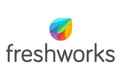 Freshworks logo with colorful teardrop-shaped icon above the text