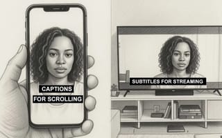 A phone and a television side by side, both showing the same video with captions on screen.
